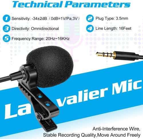 Професионална оценка лавалиер лапел микрофон за Alcatel U5 HD компатибилен со iPhone телефон или блогирање на фотоапарати во блогирање