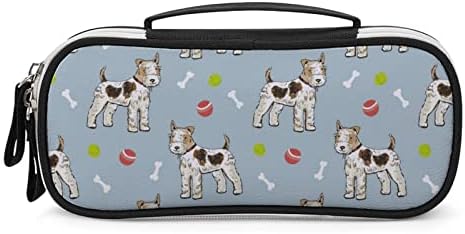 ФОКС Териер куче шема за преносна торбичка со молив со голем капацитет, козметичка торба, организатор за шминка за шминка