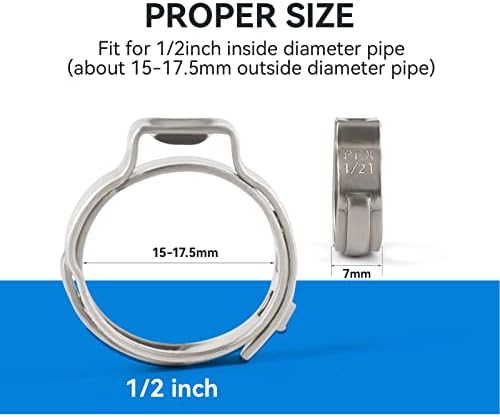 GUOFIS 200 пакет 1/2 инчен прстени за прицврстувачи на Pex Cinch, Premium 304 не'рѓосувачки челик PEX Crimp Ring, Pex фитинг -прстени