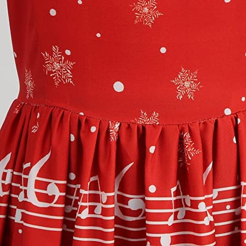 2022 Божиќен Фустан За Женски Винтиџ Златни Фустани Од 1950 тите Снегулка Печатен Божиќен Коктел Фустан Рокабили