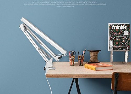 Eleoption® Моќна A16 LED биро за ламба со USB порта за полнење, долга клип за преклопување на метал со 3 нивоа прилагодливи