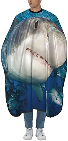 55х66 Инчен Полиестерски Наметка За Сечење Коса Под Вода-Свет-Смешен-Салон За Ајкули Берберска Наметка Со Прилагодливо Предвремено Затворање