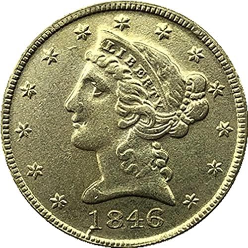 1846 година Американска слобода орел монета злато-позлатена криптоцентрација омилена монета реплика комеморативна монета колекционерска