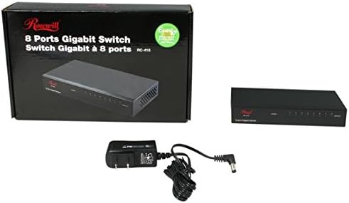 Прекинувач за куќиште на Rosewill RC-416 10/1 100/1000Mbps 8-порта Gigabit Gigabit Green Ethernet Desktop Desktop Metal