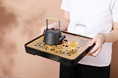 Бамбус Гонгфу чај послужавник плоштад кинески табела за чајни чај со фиока за складирање на вода