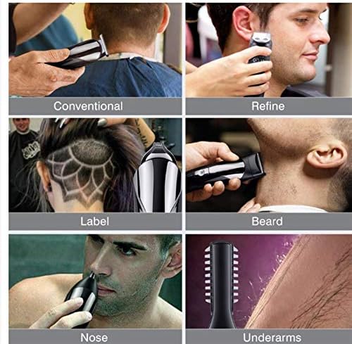 XWWDP Професионални Мажи Електрична Машинка за Коса 6 во 1 Мултифункционална Машина За Сечење Коса На Полнење Тример За Коса За Брада Нос Уши