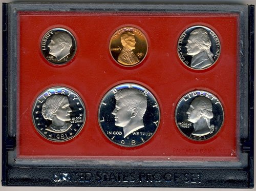1981 С Облечен Доказ 5 Монета Поставена Во Оригинален Владин Доказ За Пакување