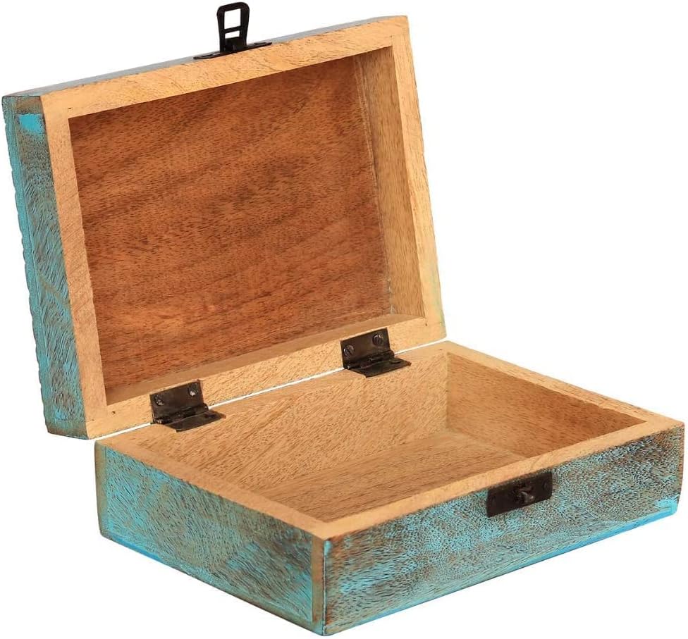 Кутија за накит Сино Дрво Кутија За Накит Организатор-Гроздобер Рачно Изработен Спомен Дрвена Кутија За Накит-Ситница Мемориска Кутија