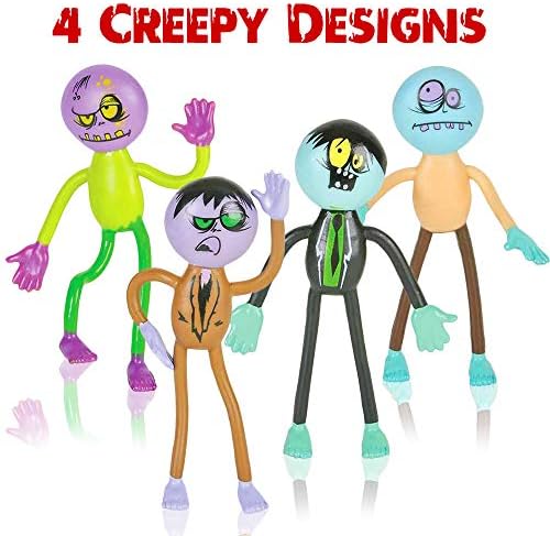 Арткреативност Избрани Зомби За Свиткување За Деца - Пакет Од 12-3,75 Инчни Фигурини За Ноќта на Вештерките Со Свиткани Екстремитети-Забави