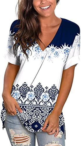 Zlovhe Womens Plus Sigure Tops Friesty Casual Casual Women's Spring Summer Mase Beach Casual Print Loose Loose Short Sneave Top Top
