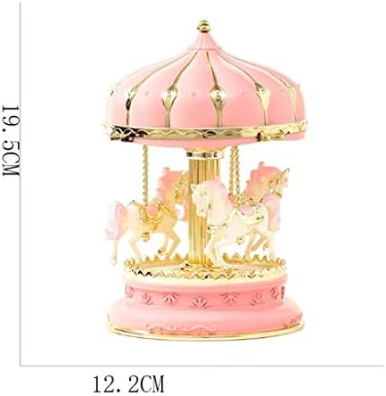XJJZS Музичка кутија рингишпил музички кутии боја ротира со замокот во небото мелодија боја розова