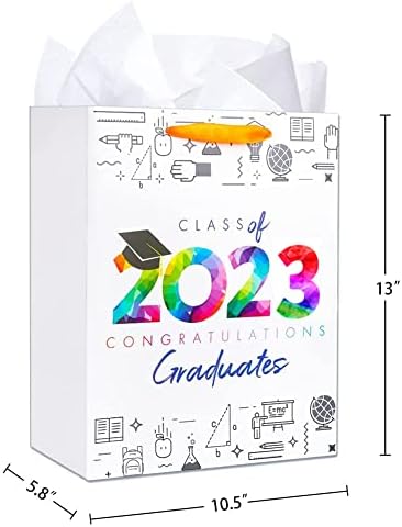 Кеси За Подароци за дипломирање на факултет 2023,13 Голема Торба За Подароци Со Хартија За Завиткување Ткиво, Класа Од 2022 Година Чанти За