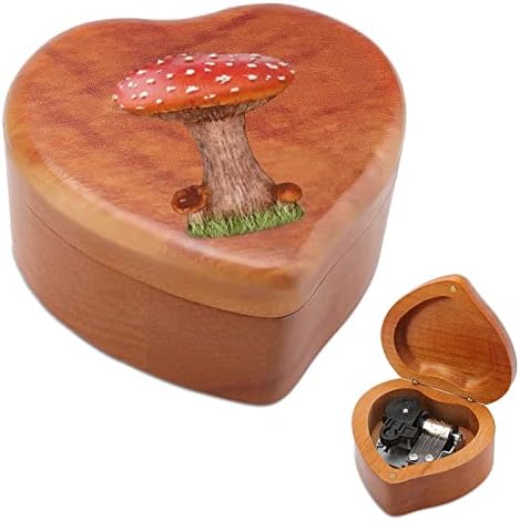 Црвени печурки дрво музичка кутија Антички врежани музички кутии за роденденски Божиќ Денот на благодарноста