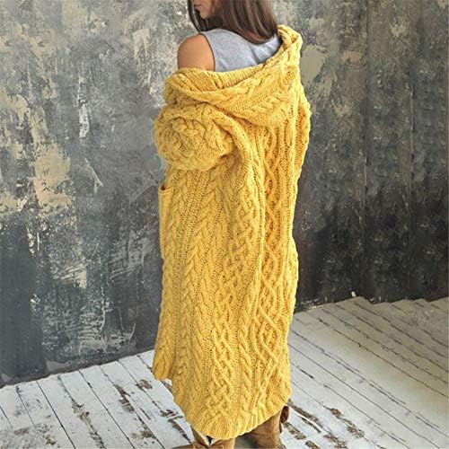 Работа Трендирајќи долги лабави џемпери за жени цврста боја зимска надворешна облека плетена пријатна аспиратор со долг ракав со долги