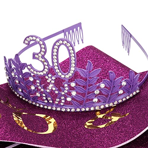 Виолетова 30 -ти роденденска круна и 30 -ти роденденски сет, сет на Цихер 30 -ти роденден за жени Виолетова 30 30 -ти роденден