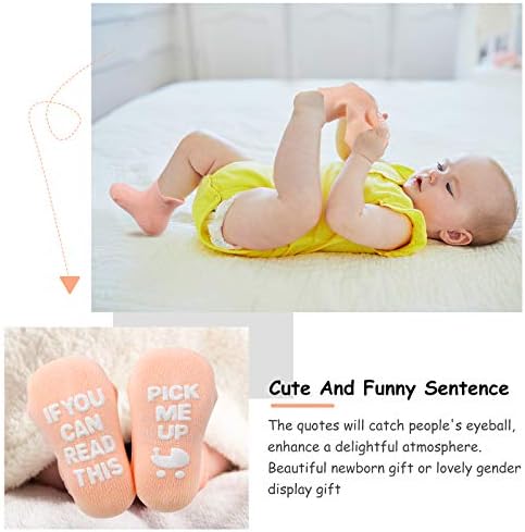 8 пара чорапи за бебиња Поставете бебе не-лизгање чорапи за глуждот, кои не се лизгаат чорапи со смешни изреки, 0-24 месеци/ 1-3 години