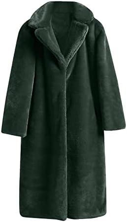Faux крзно палто за жени отворени предни кардиган Шерпа зимски палта руно нејасни топли јакни цврста модна лаптолна облека