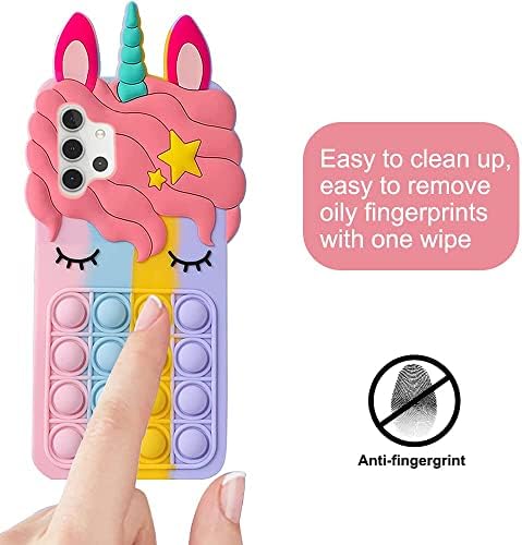 Fidget играчка поп -телефон случај за Samsung Galaxy A32 5G, цртан филм Каваи симпатична смешна силиконска притисок поп меур Стрес