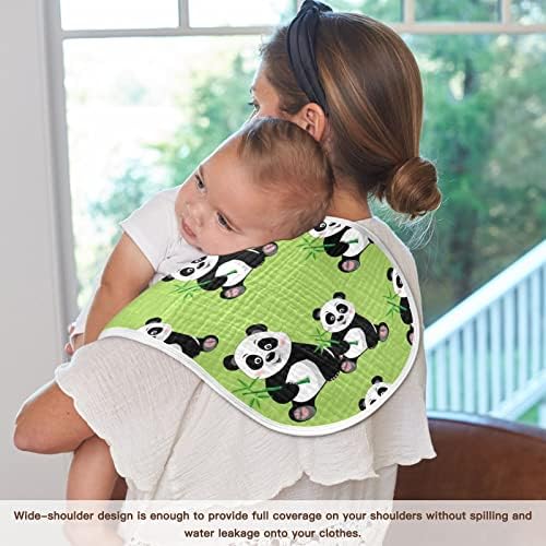 Yyzzh симпатична панда бамбус на зелена муслинска крпа за бебе за бебе 1 пакет памучни бебиња за миење садови за момчиња за момче девојче