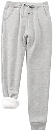 icodod sherpa наредени џемпери женски руно, наредени панталони Зимски топло кадифено панталони со џеб густи фланели панталони