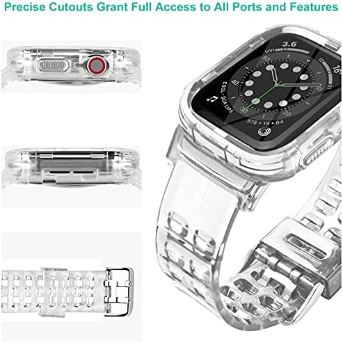 SXTDDSP Компатибилен со Apple Watch Bands 38mm 40mm 41mm 42mm 44mm 45mm, Желе Кристално Јасен Спортски Бенд За Жени Мажи Мека Силиконска Лента