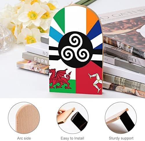 Комбинирано Знаме На Келтските Нации Малите Дрвени Книжарници Поддржуваат Нелизгачки Тешки Полици Држач За Книги За Канцелариска Домашна