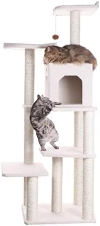 68 инчи мачко дрво и стан, гребење на кула, стан од слонова коска и подлога за гребење на мачки, мачка играчка мачка дрво Апартмани за домашно миленичиња