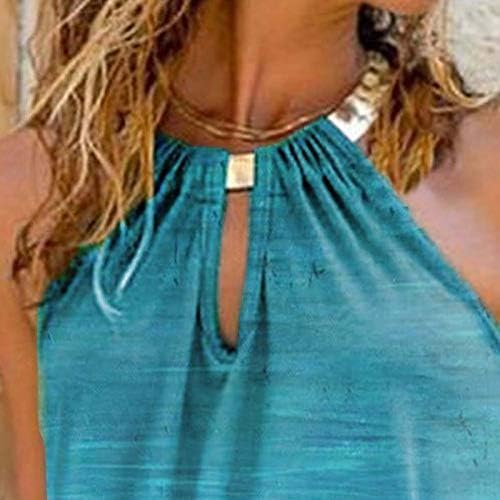 Fragarn Beachy фустани за жена, моден женски летен случајн необичен врат печатен фустан без ремен