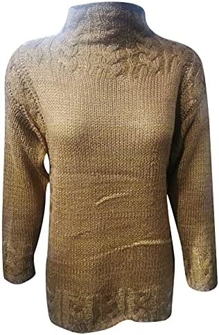 Џемпери за жени кабел плетен пуловер врвови есен зимски обичен екипаж на екипаж на вратот на вратот удобно скокач за маичка