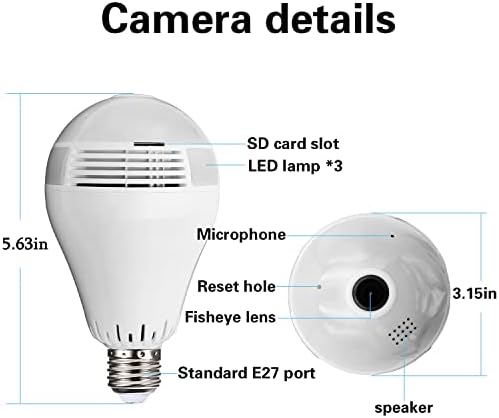 Светилка Камера, 360 Панорамски Камера, Целосна HD 1080p Домашна Камера, 2.4 GHz Wifi Камера СО 32g Sd Картичка, Купола Надзор Камери, Дома Бебе,Миленичиња