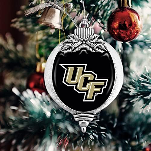 РИФ Централна Флорида Витези Сијалица Со Логото На Тимот Сребрен Метал Божиќен Украс Подарок Дрво Декорација