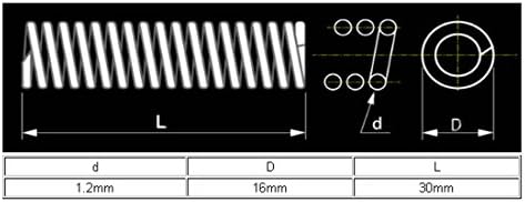 AEXIT 1,2 mm жица извори DIA 16mm Надворешен дијаметар од 30мм должина на компресија на пролет компресија извори црни 10 парчиња