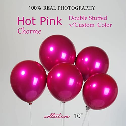 Козе Хром Топло Розова Двојно Полнети Балони различни големини 50 парчиња 10 инчен Метален магента балон За свадба ангажман Птица да биде