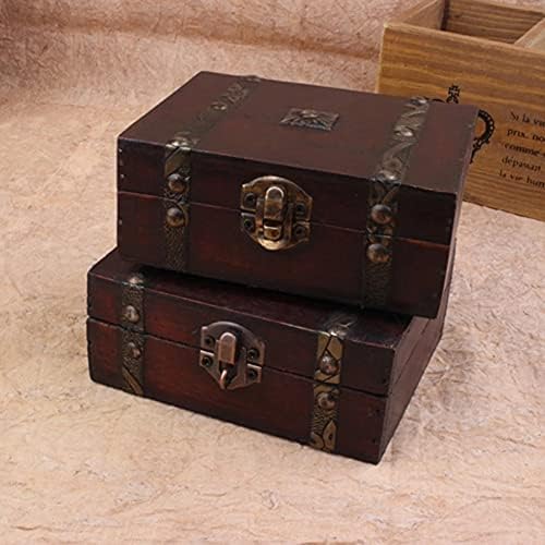 Uxzdx кутија за подароци ретро дрвена заклучување фаќање кутија за складирање на кутии за кутии за садови