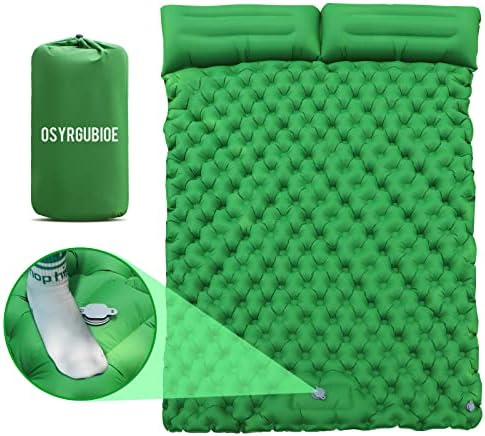 Осиргубиое подлога за спиење за кампување 2 лица со перница пумпа за нозе Ултралајт надувување на подлогата за спиење за ранец за кампување пешачење