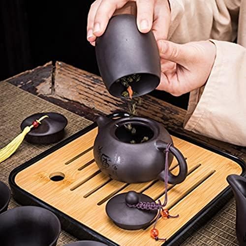 DMWMD виолетова песок керамички чајник постави патувања Конг фу чај подарок порцелан виолетова песочна тенџере инфузер
