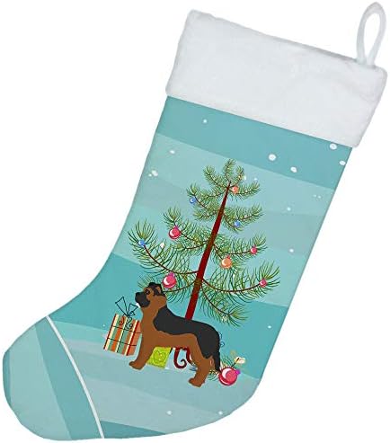 Богатства на Каролина CK3833CS Црна германски овчар Мастиф микс Божиќ Божиќно порибување, камин што виси чорапи Божиќна сезона забава