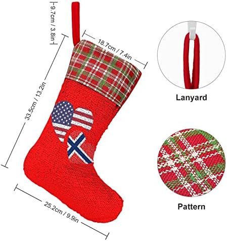 Норвешка американско знаме за Божиќни празници за Божиќни празници Реверзибилни бои што се менуваат магичен фонд за Божиќно дрво