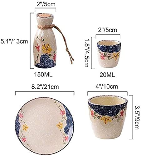 Сакет, саке за кригла постави 7-парчиња снегулка глазура керамика, поставена со мултифункционална лента, традиционална јапонска грнчарска топла