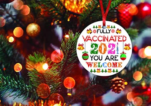 Целосно вакциниран во 2021 година Божиќен украс Вие сте добредојдени керамички украси Карантин порцелански украс комеморативен чувар на 3