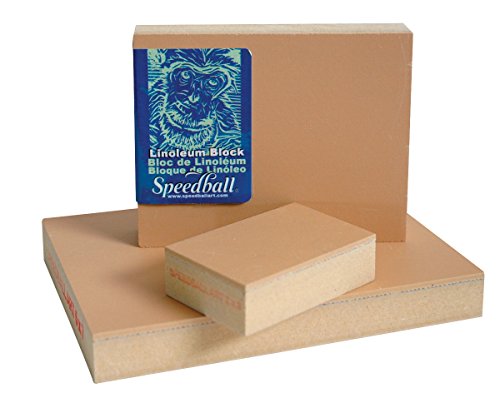 Speedball 4312 Премиум монтиран линолеум блок - фина, рамна површина за лесен резба, чаден тен, 6 x 9 инчи