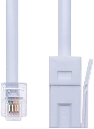 Plug на телефонска линија BT на RJ11 Продолжување на телефонскиот кабел за кросовер | Оловен кабел за модем факс Скај кутија Девица центар | British Bt BT Socket 4 Wireица | Бело - 9,8ft