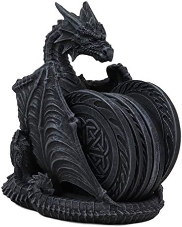 Giftрос Подарок Готски Крилест Гардијан Змеј Со Келтски Јазол Сет Држач За Фигурини со 6 Тркалезни Подлоги 6,25 Високи Зандани И Змејови
