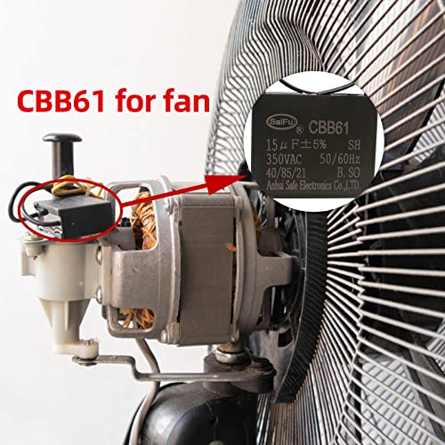 Akzytue CBB61 Кондензатор 15UF 350V AC тавански вентилатор 2 жица 50/60Hz за започнување на мотор на пумпа за генератор на електрични
