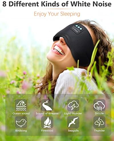 Слушалки за спиење, бела бучава Bluetooth маска за спиење 3Д безжична маска за спиење за време за време, маска за спиење со слушалки