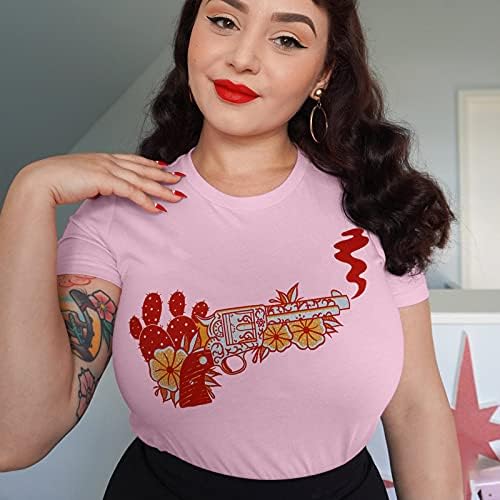 Женски графички маички кратки ракави памук смешна печатена кошула случајна лабава вклопена плус големина маички блузи