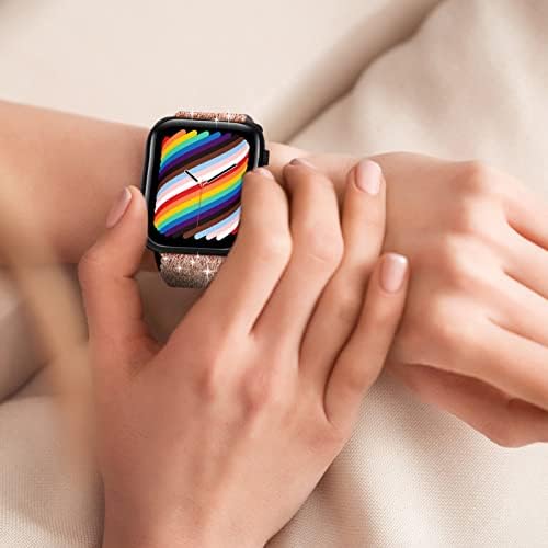 Silutupo Strighty Bands компатибилни со Apple Watch Band 38mm 40mm 41mm за жени - 4 пакет плетенка најлон за часовници компатибилен за