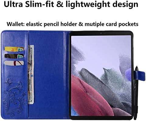 UUCOVERS за Samsung Galaxy Tab A7 Lite 8,7 инчен случај 2021 издание со џебови за држачи за молив, фолио стојат врежани PU кожа и мека TPU
