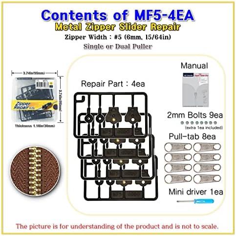 Комплети за замена за замена за поправка на лизгачот на металниот патент Godo MF5-4EA - 5 единечен или двоен влечник