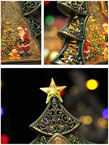 Јееи елка Снежни глобуси, Божиќен фенер со музика, сјајни снегулки вода празници за домашни украси, Божиќно декоративно, снешко